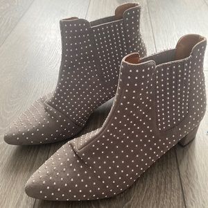 Gray silver studded boots, womens size 9.